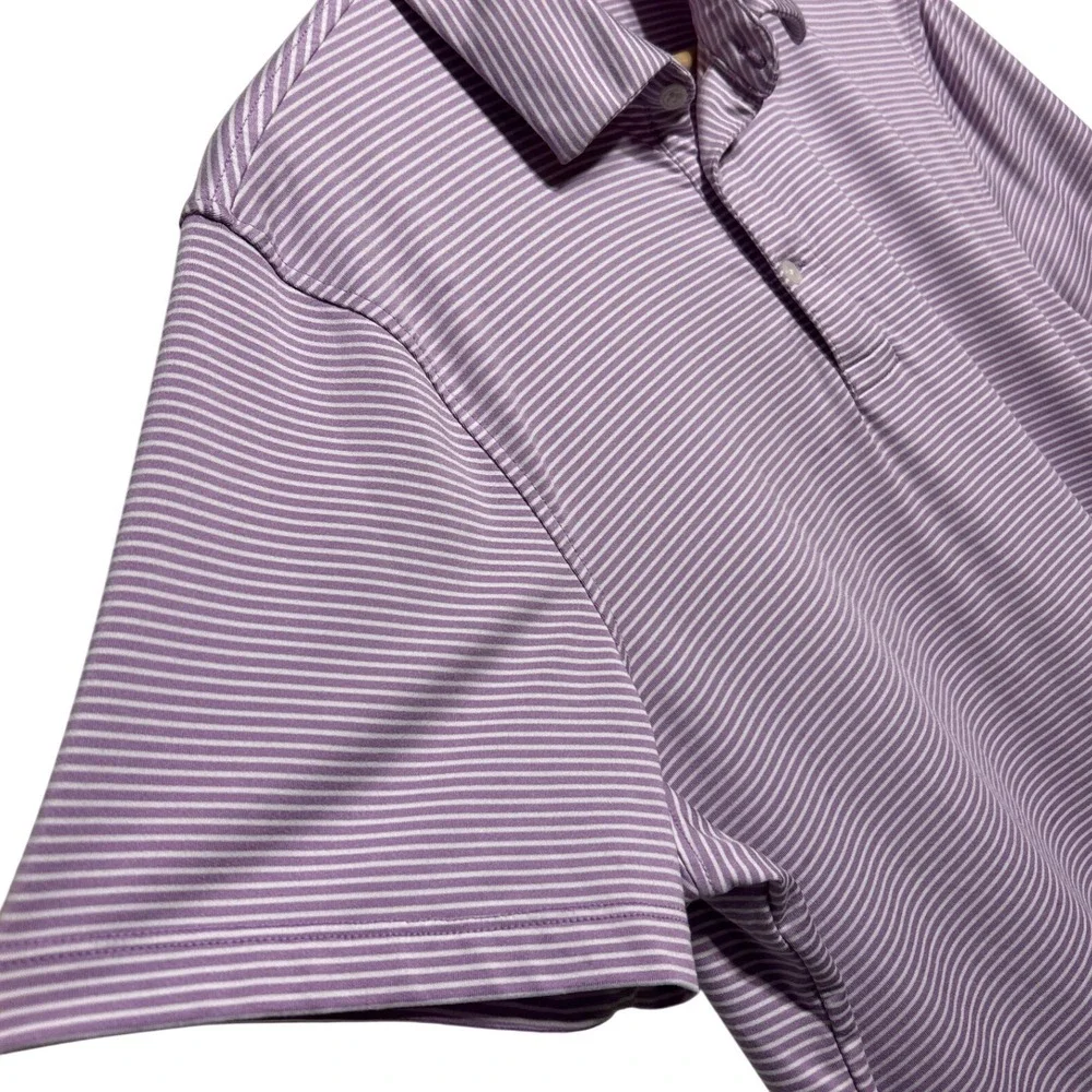 J Crew Performance Polo Golf Shirt Purple White Stripe‎ Size Large Retail: $79